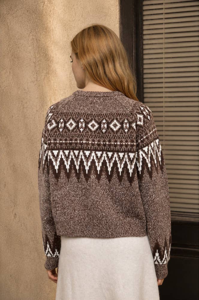 MARLED FAIR ISLE BUTTON DOWN KNIT CARDIGAN SWEATER