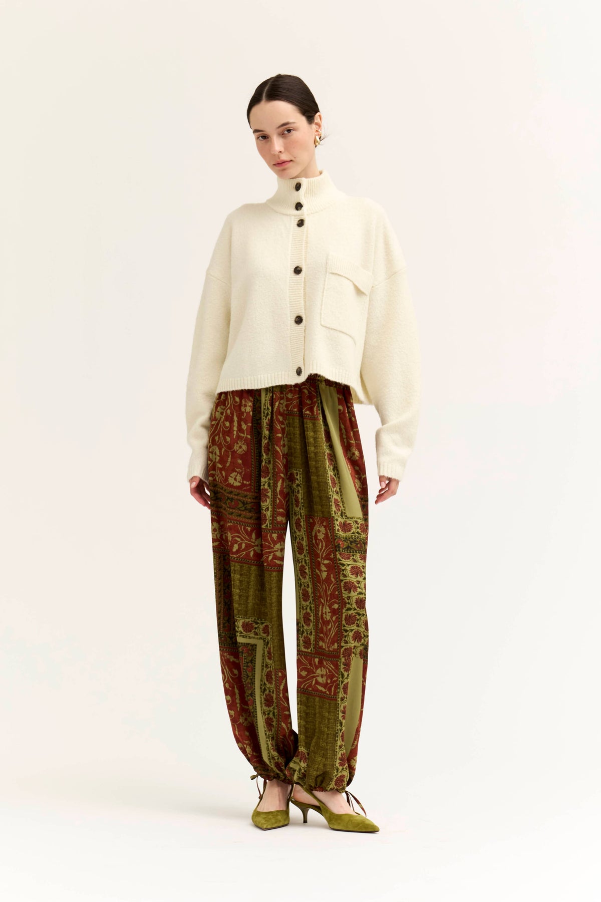 FUNNEL NECK CROP CARDIGAN