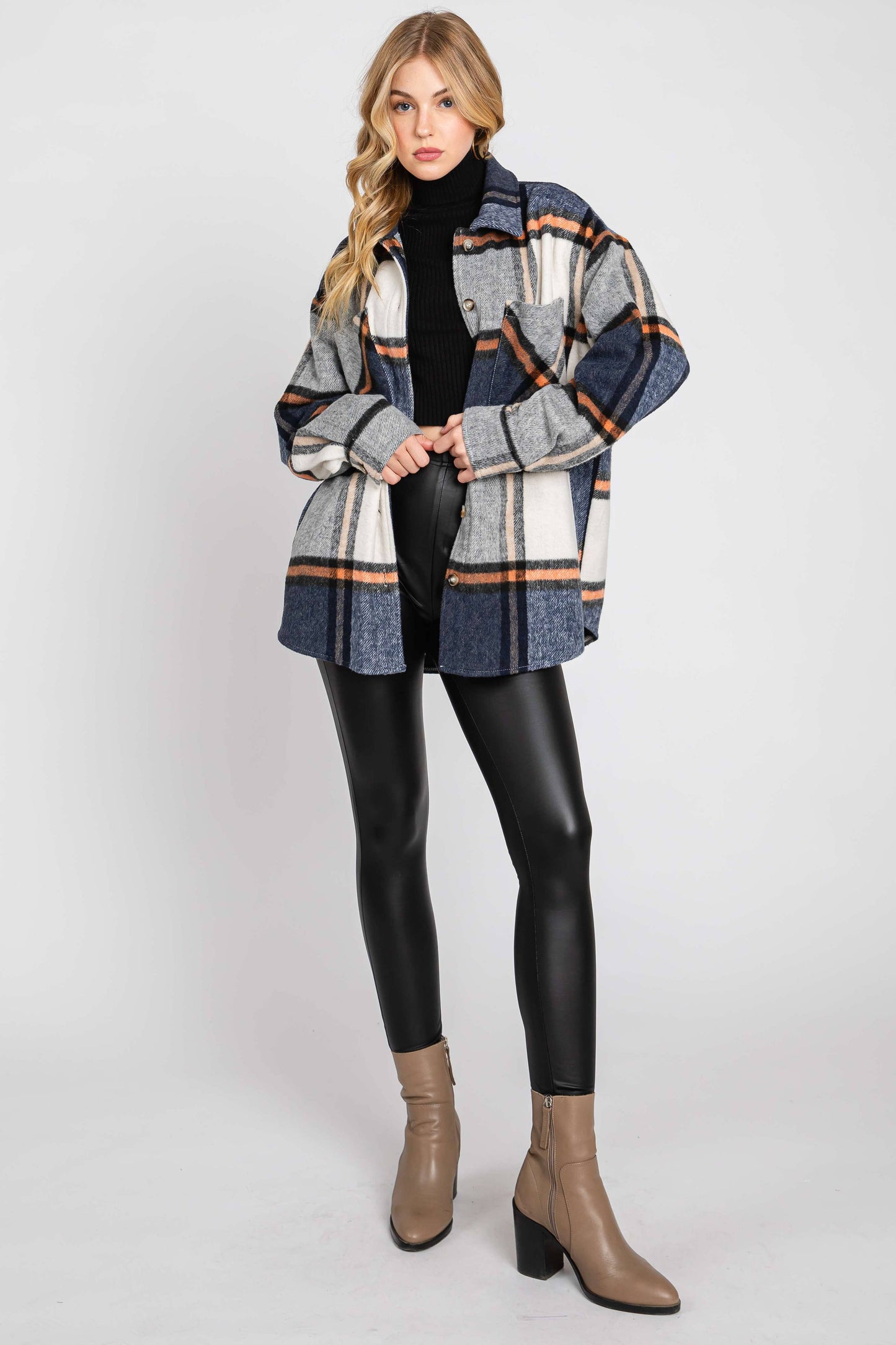 PLAID BUTTON DOWN JACKET