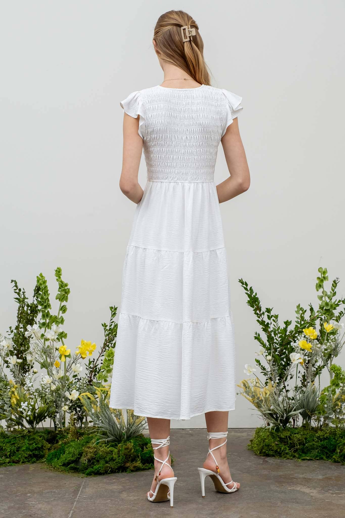 FLUTTER SLEEVE MAXI DRESS