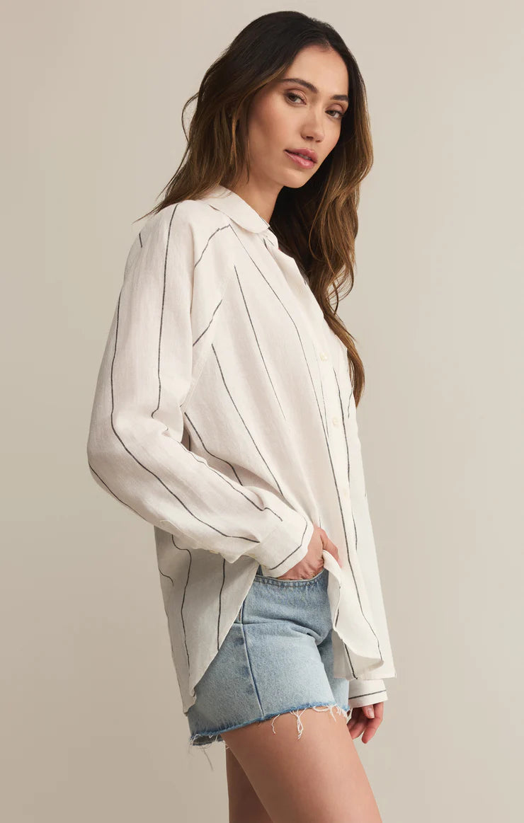 PERFECT LINEN STRIPED TOP