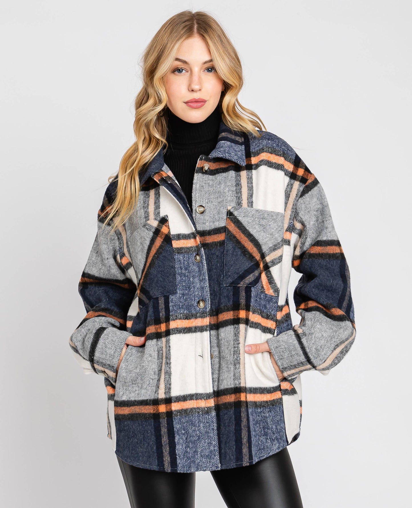PLAID BUTTON DOWN JACKET