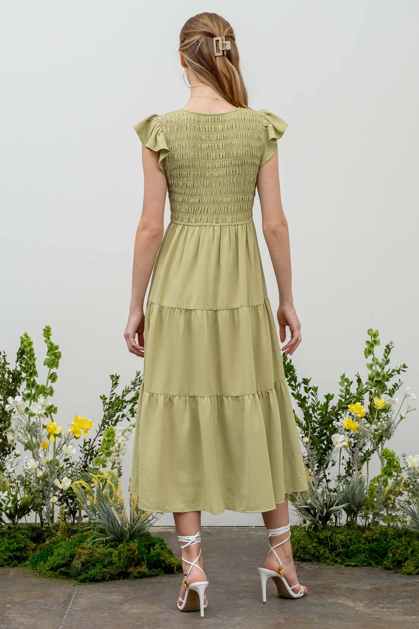 FLUTTER SLEEVE MAXI DRESS