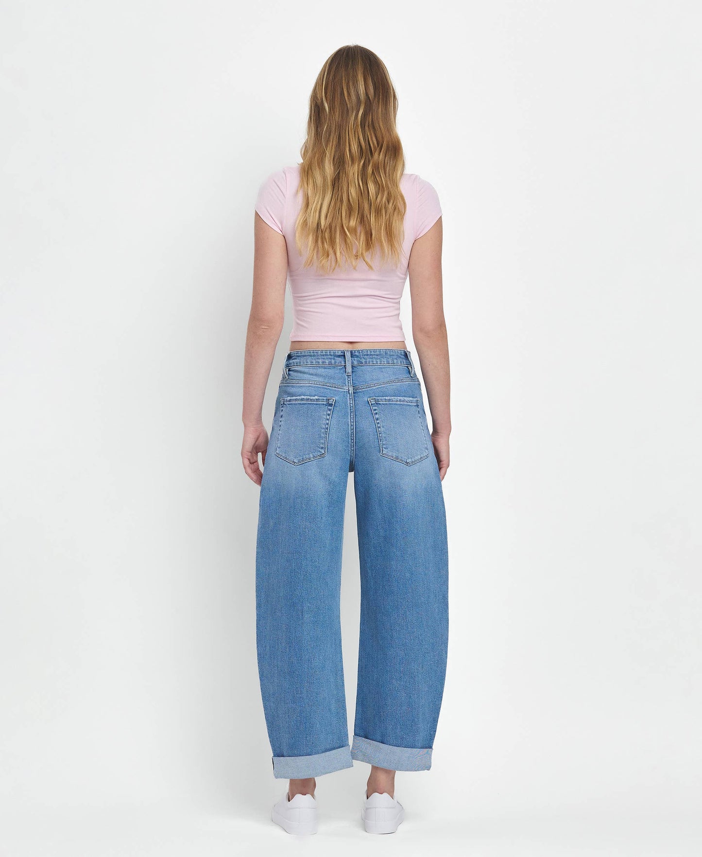 SUPER HIGH RISE DOUBLE CUFFED BARREL JEANS