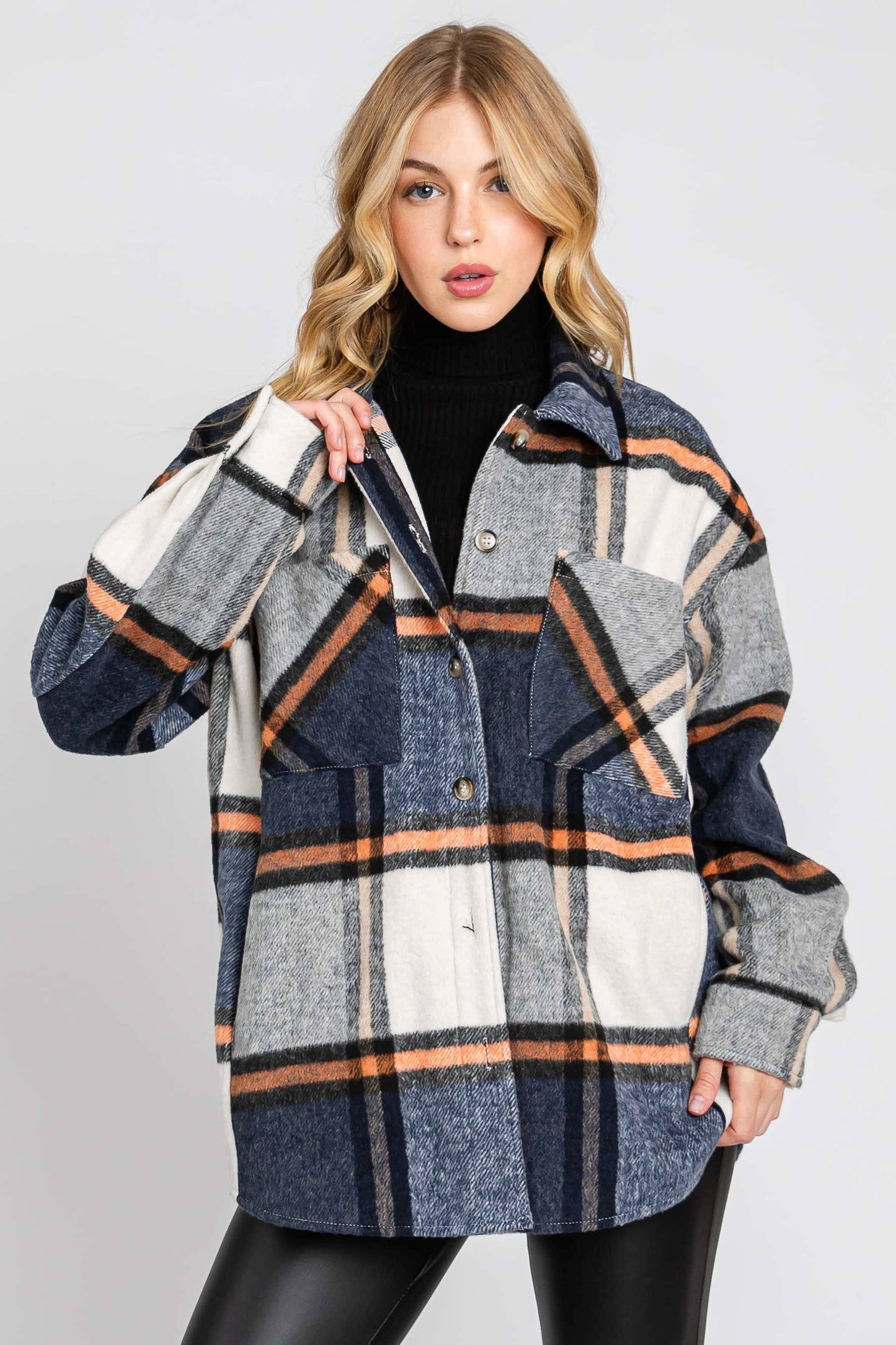 PLAID BUTTON DOWN JACKET