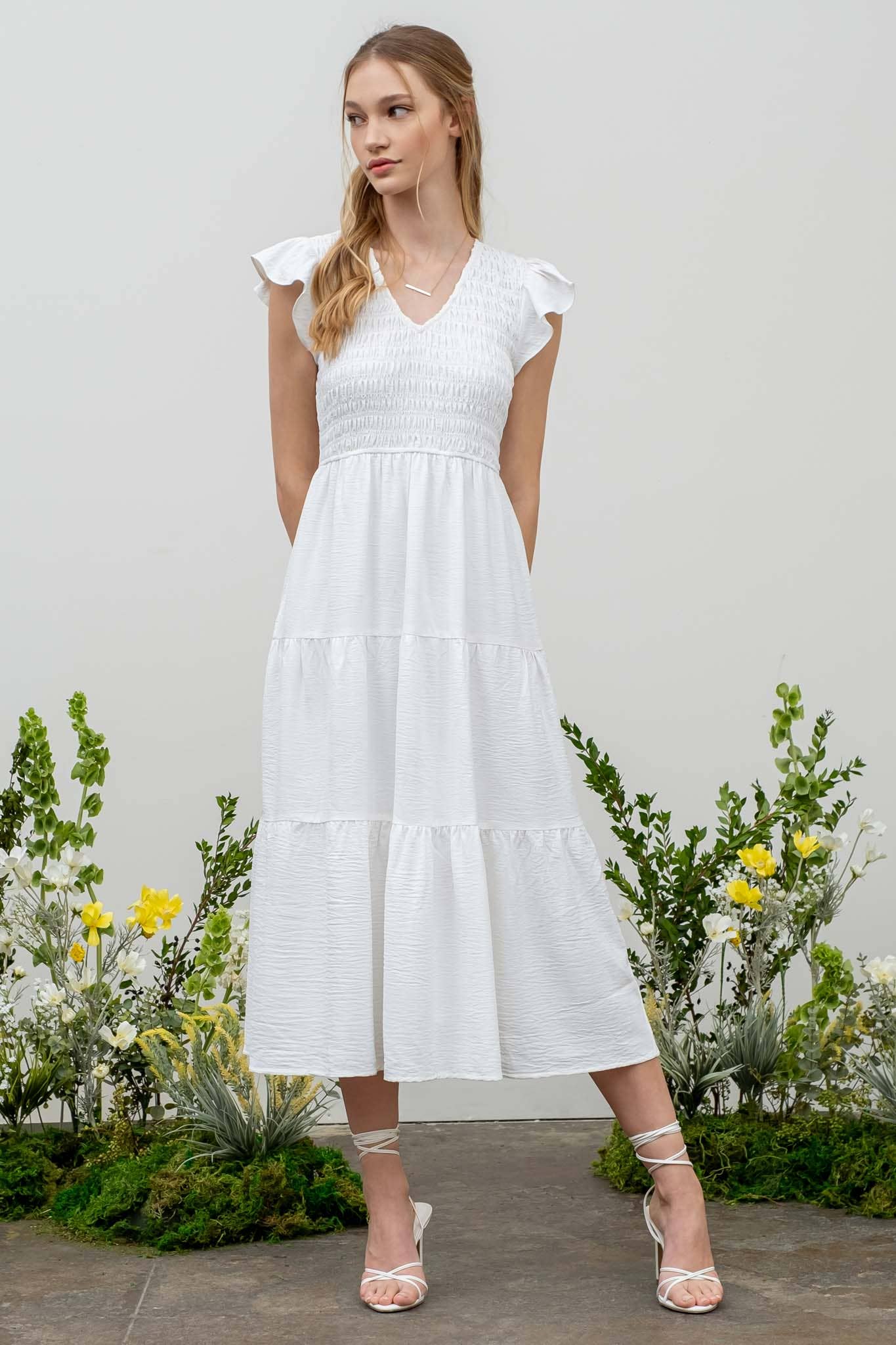 FLUTTER SLEEVE MAXI DRESS