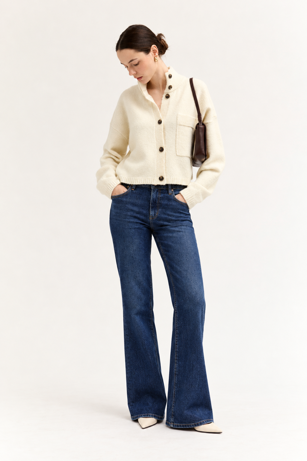 FUNNEL NECK CROP CARDIGAN