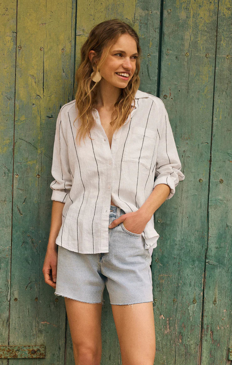 PERFECT LINEN STRIPED TOP
