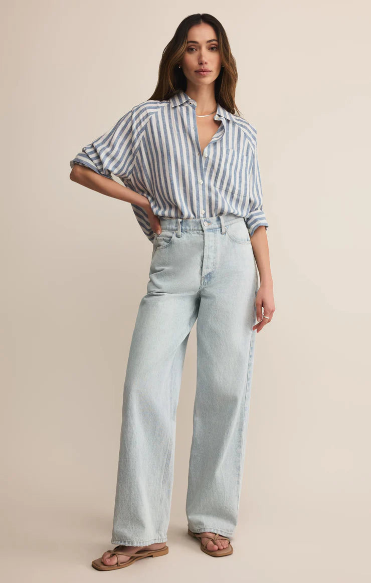 PERFECT LINEN STRIPED TOP