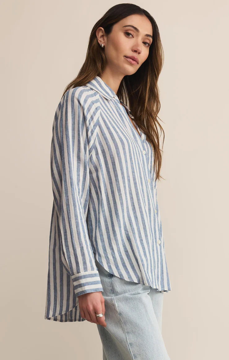 PERFECT LINEN STRIPED TOP