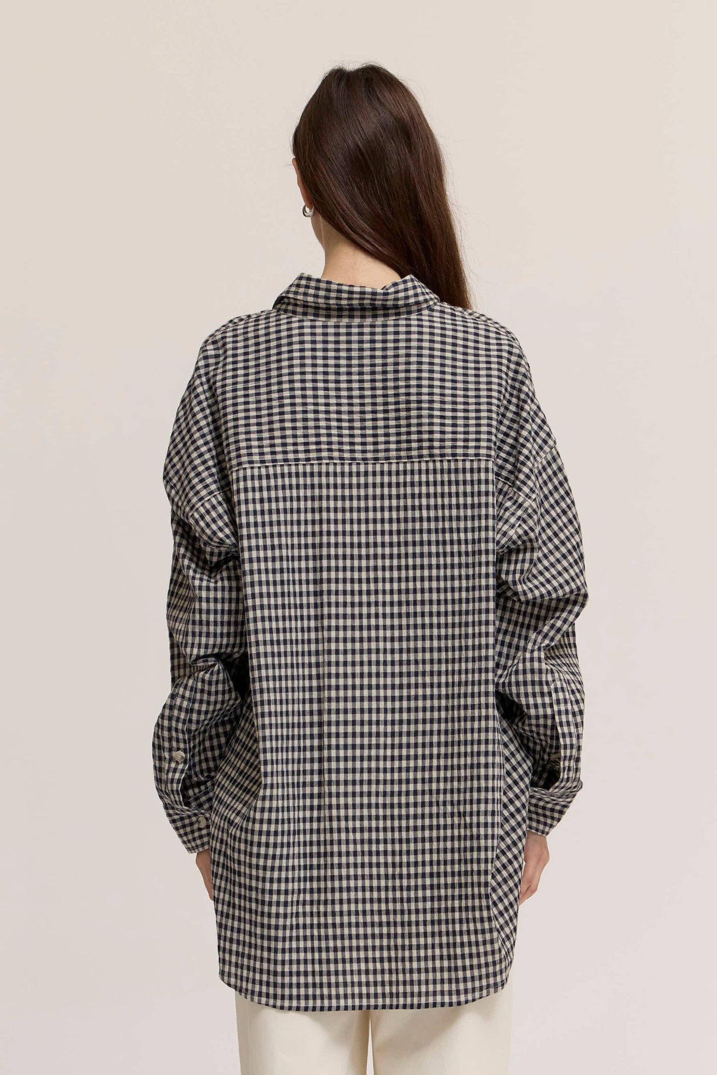 STRIPE OVERSIZE GINGHAM SHIRT