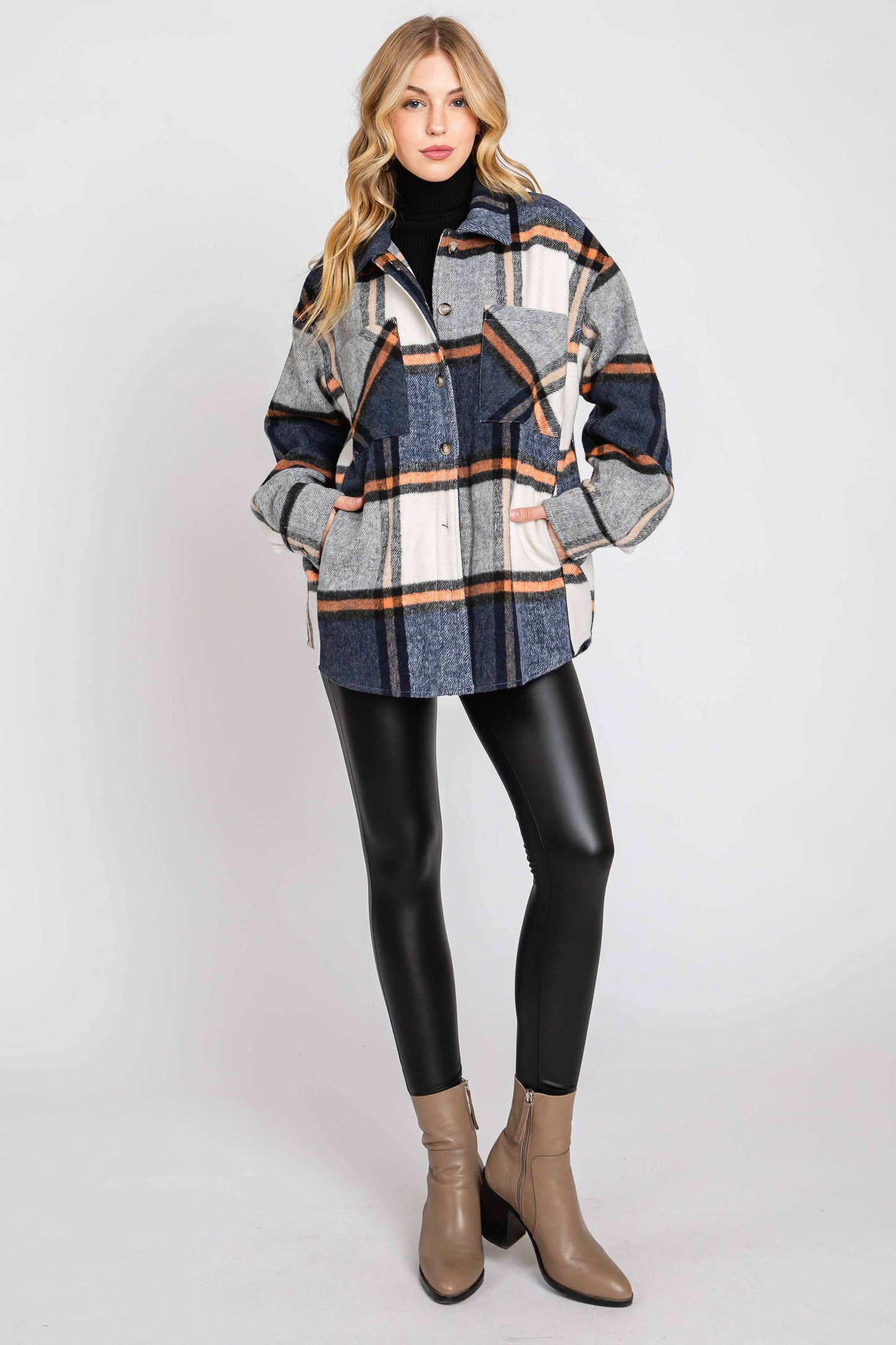 PLAID BUTTON DOWN JACKET