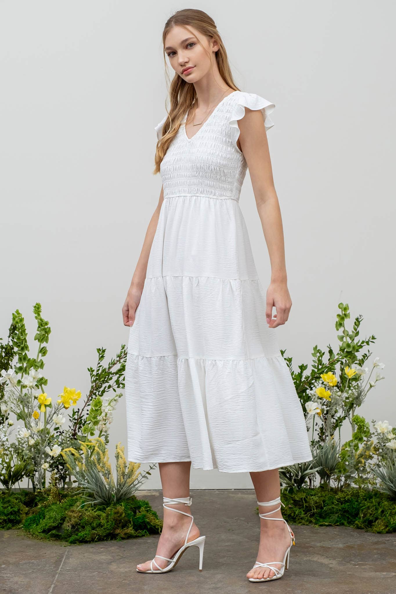 FLUTTER SLEEVE MAXI DRESS