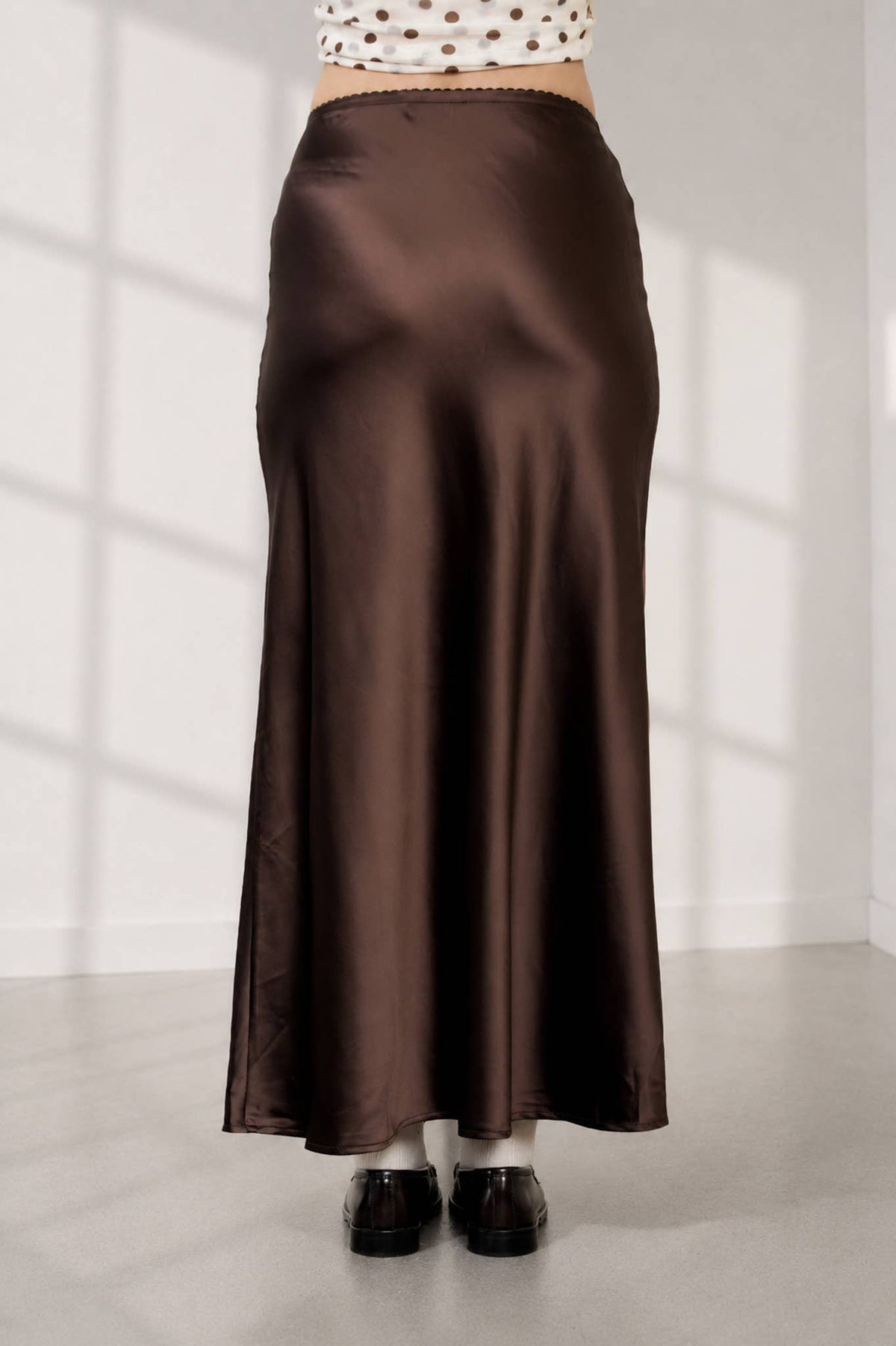 SATIN SLIP MIDI SKIRT