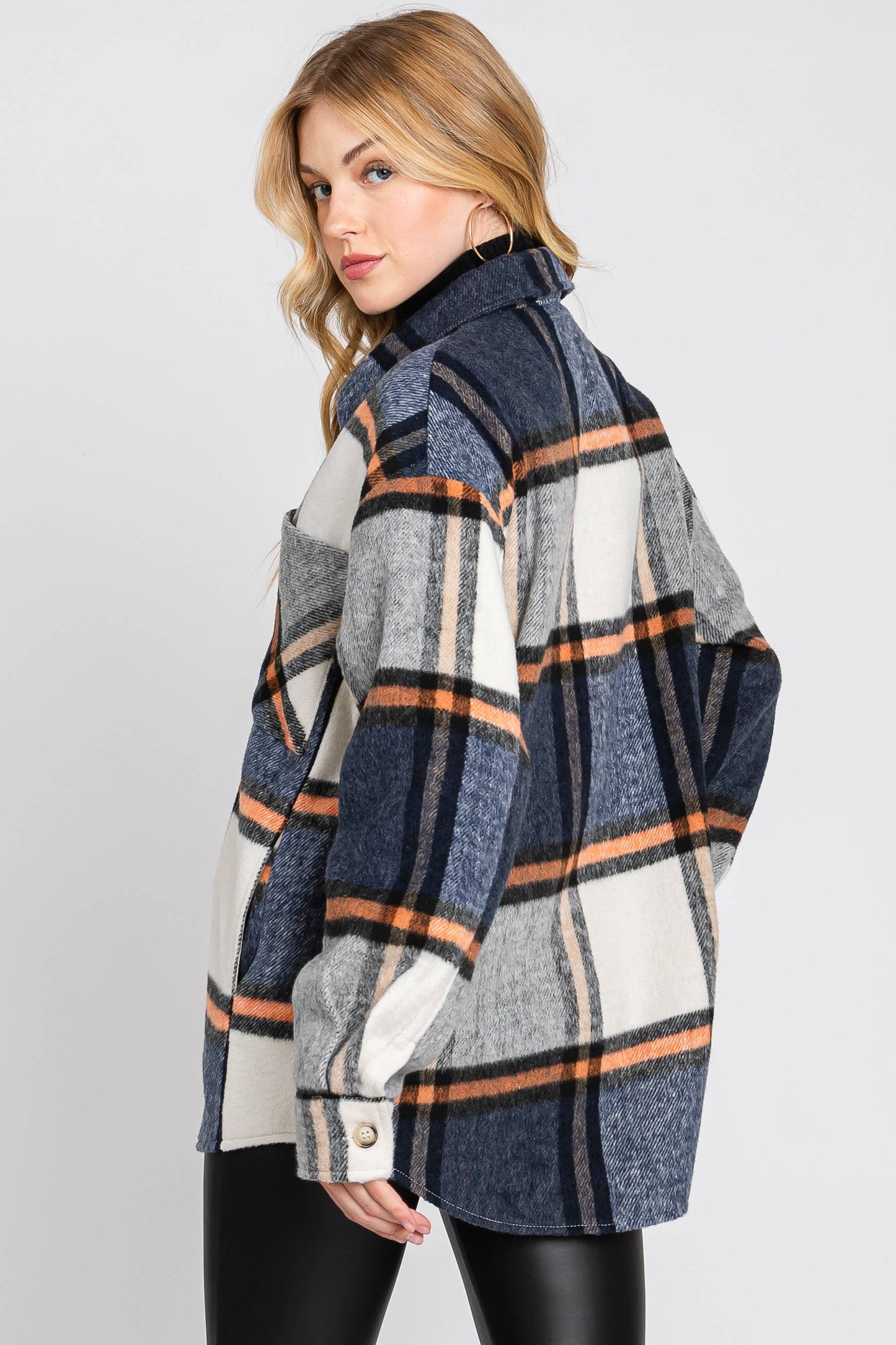 PLAID BUTTON DOWN JACKET