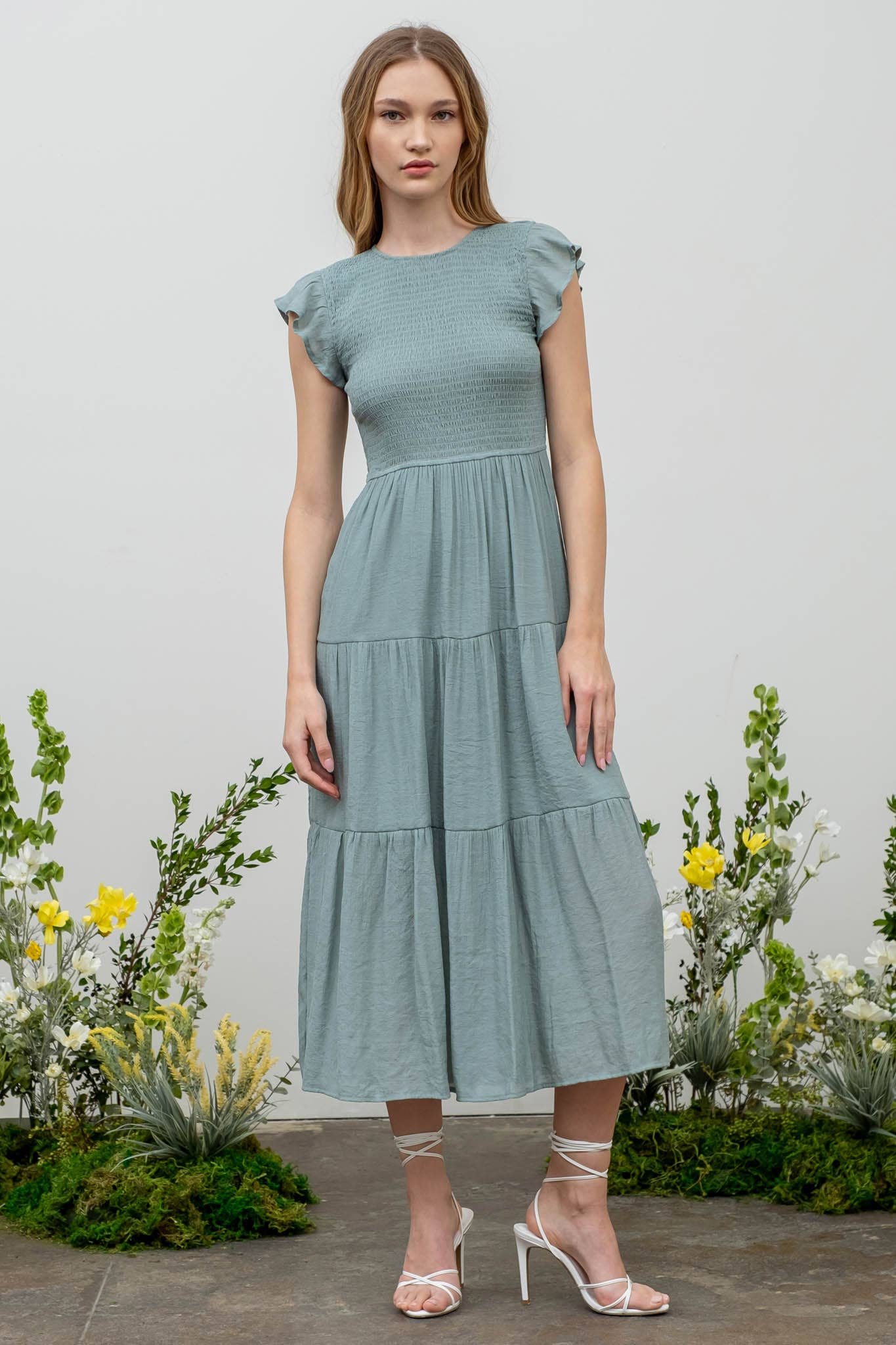 princess polly baby blue dress blu pepper - puff sleeve dress - worn once - open main image 1
