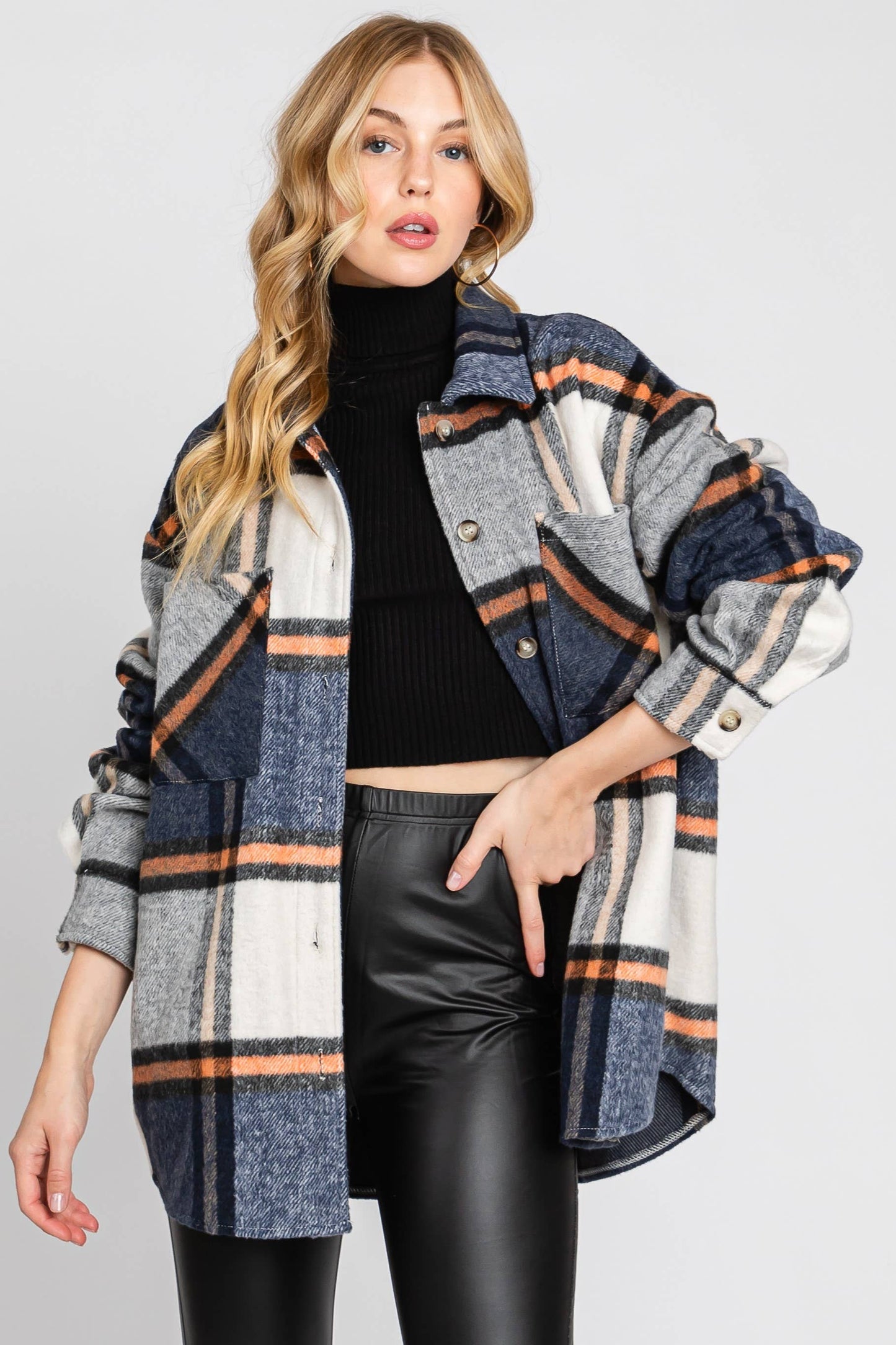 PLAID BUTTON DOWN JACKET