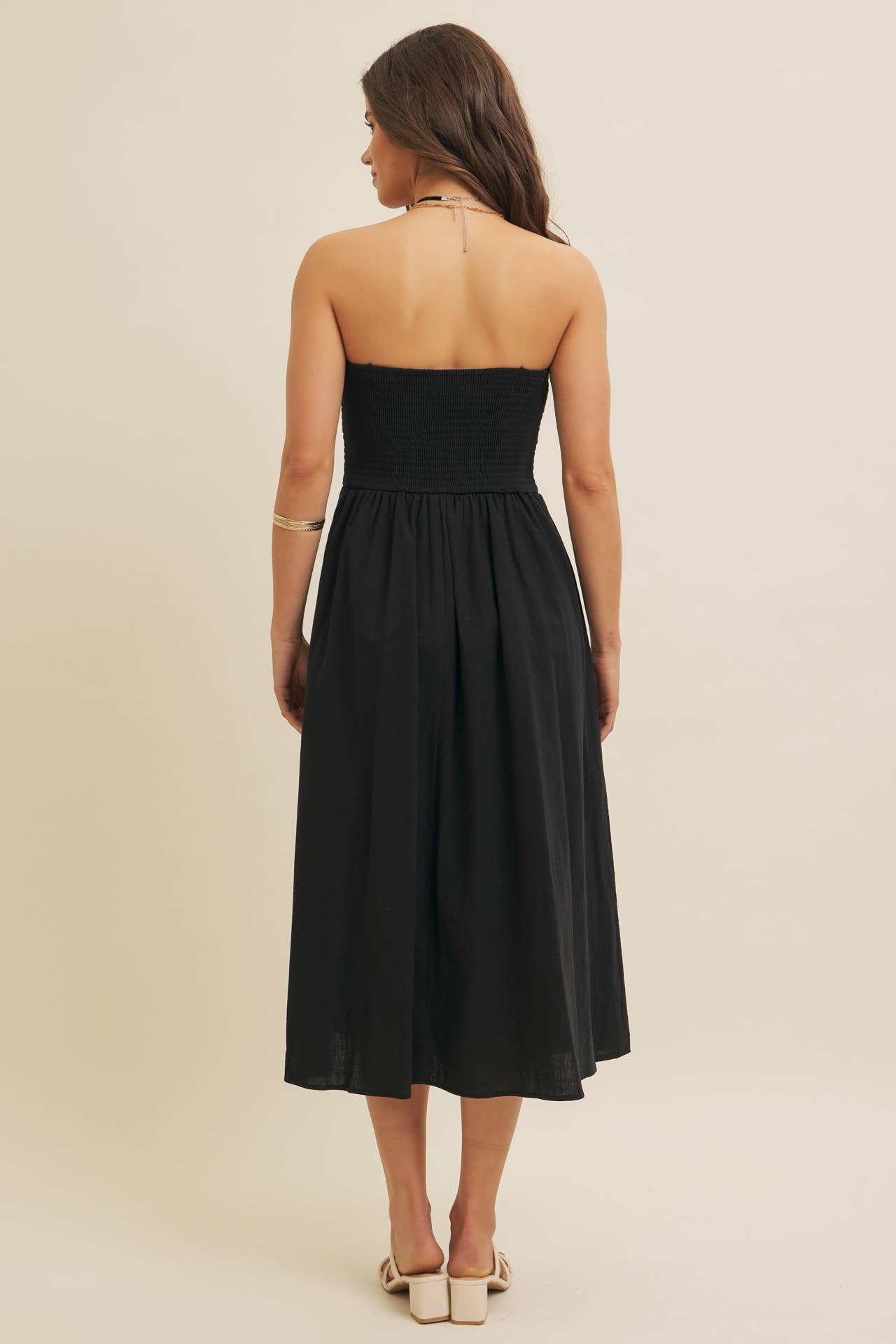 CROCHET CONTRAST TUBE TOP MIDI DRESS WITH POCKETS