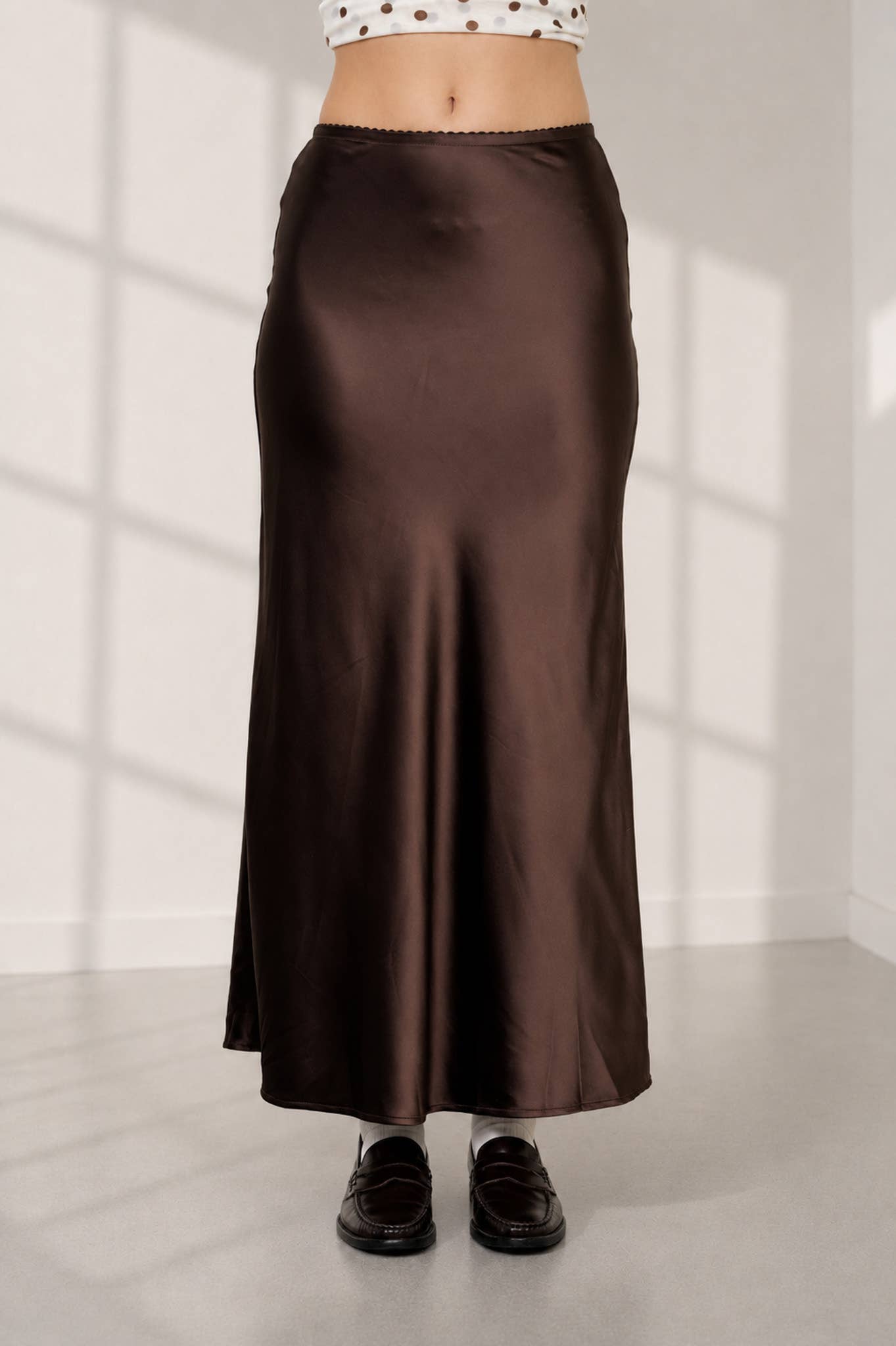 SATIN SLIP MIDI SKIRT
