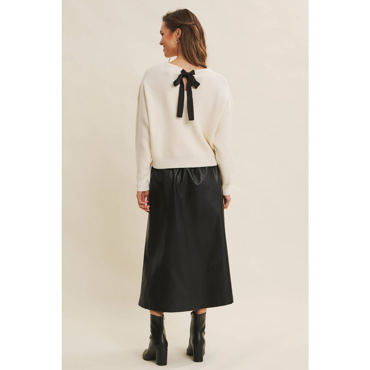 VEGAN LEATHER MIDI SKIRT