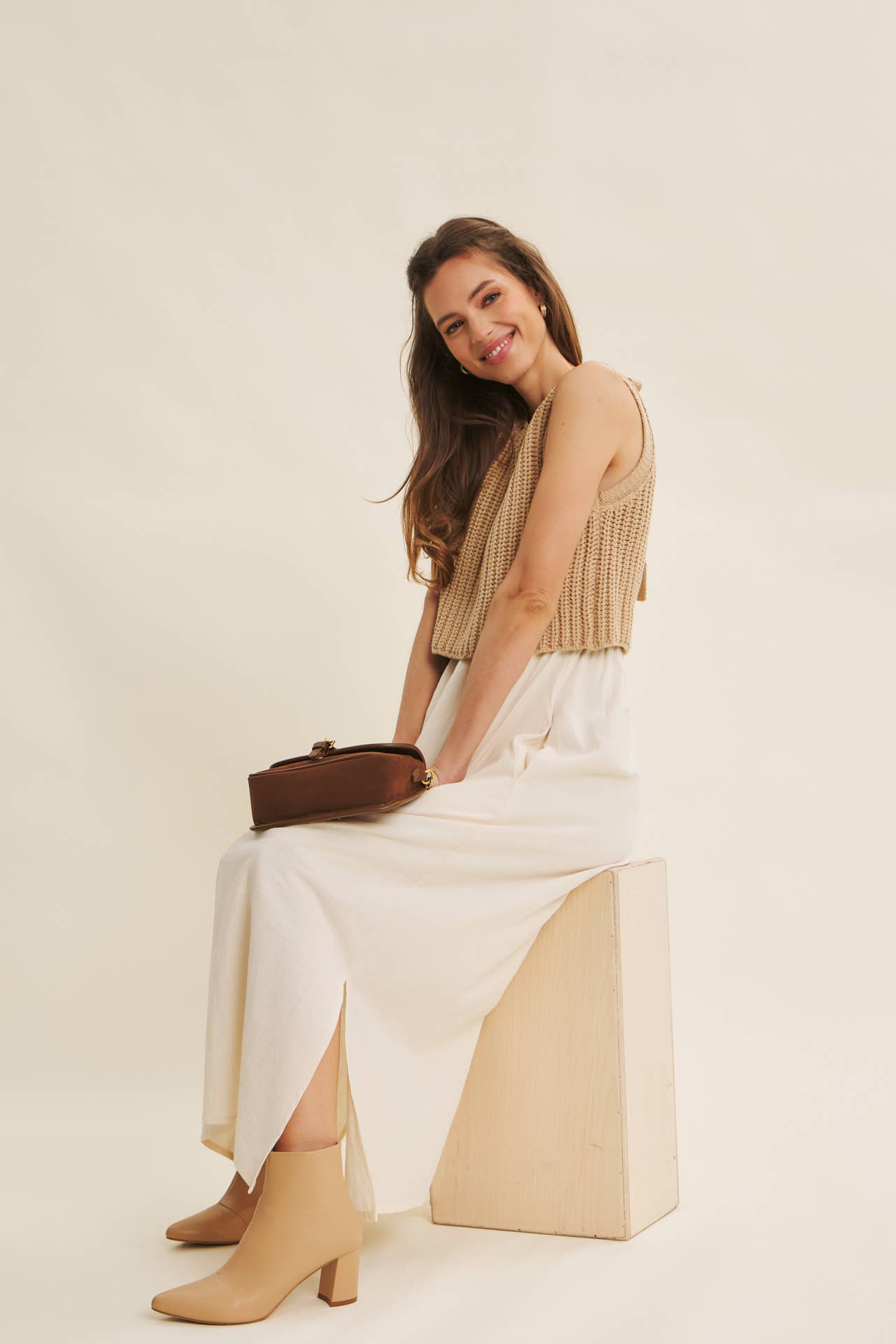 CHUNKY SWEATER TWOFER MIDI DRESS WITH POCKETS AND LINING