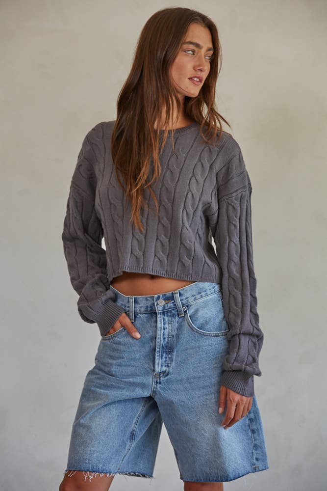 CABLE CREW NECK PULLOVER
