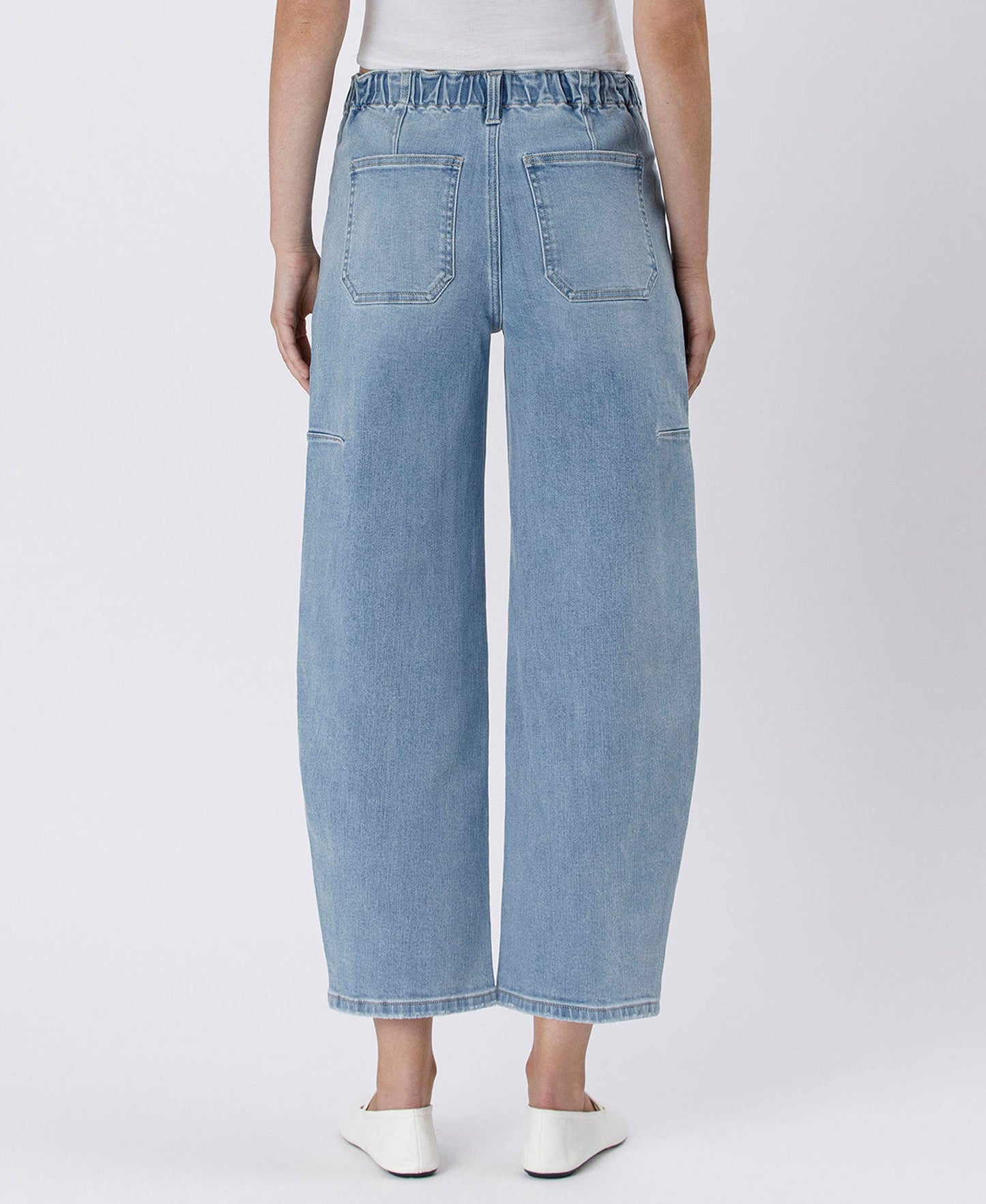 SUPER HIGH RISE ELASTIC BAND BARREL JEANS