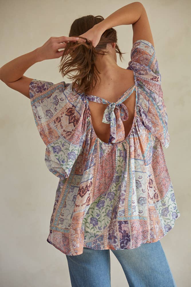 FLORAL PATCH PRINT BLOUSE