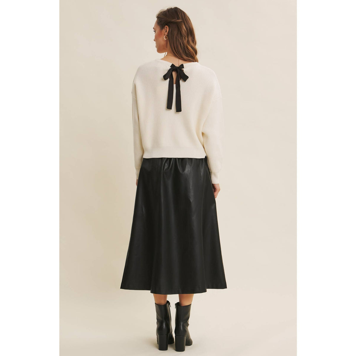 VEGAN LEATHER MIDI SKIRT