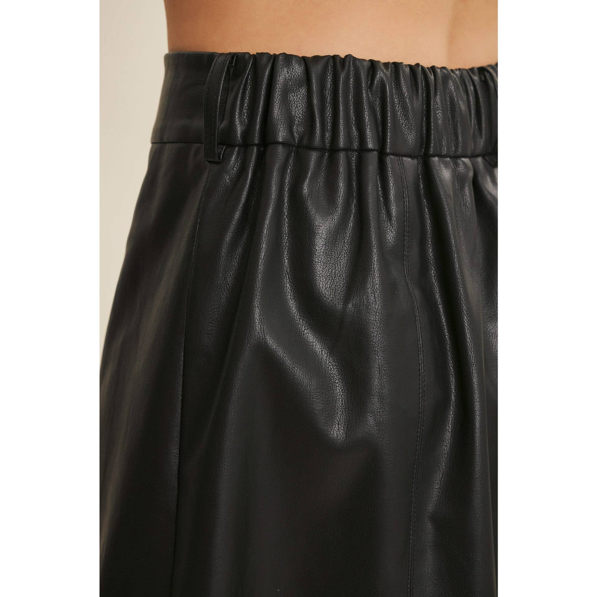VEGAN LEATHER MIDI SKIRT