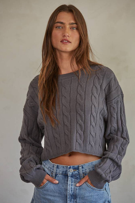 CABLE CREW NECK PULLOVER