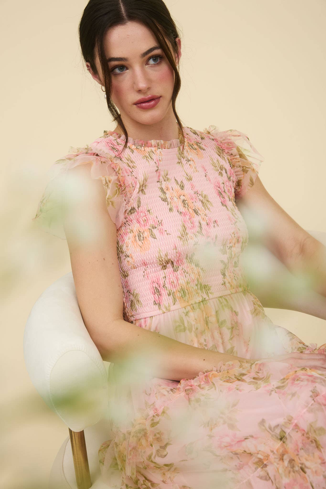 FLORAL SMOCKED RUFFLE DETAIL TIERED MAXI DRESS