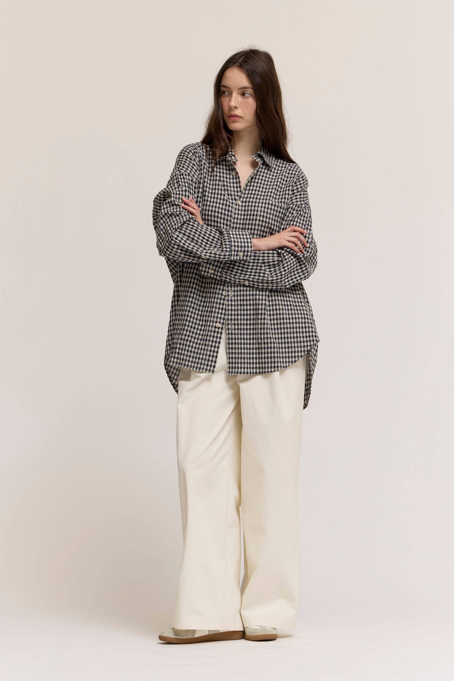 STRIPE OVERSIZE GINGHAM SHIRT
