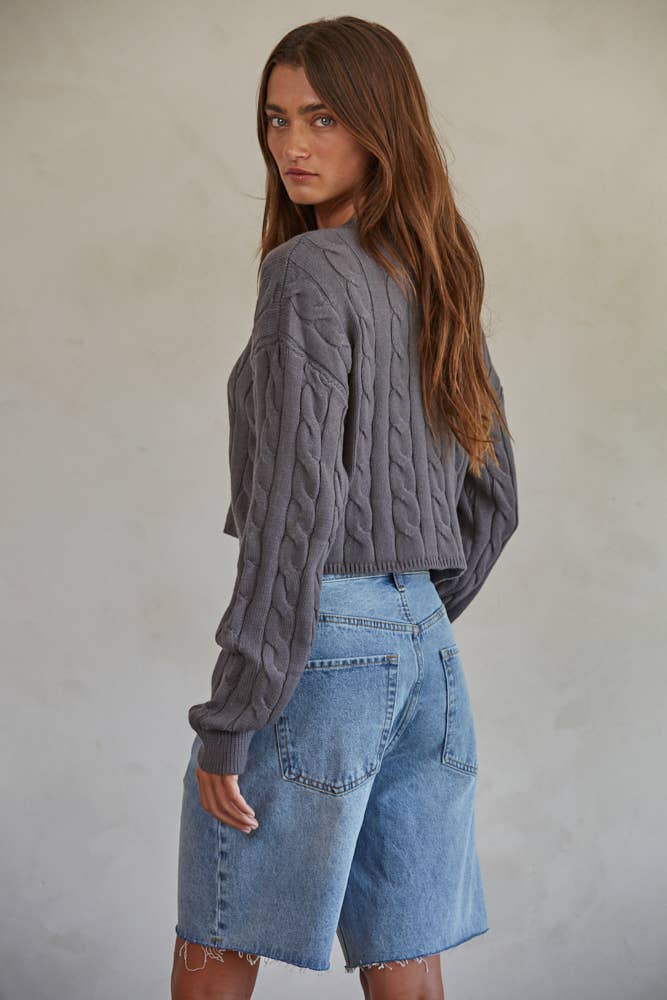 CABLE CREW NECK PULLOVER