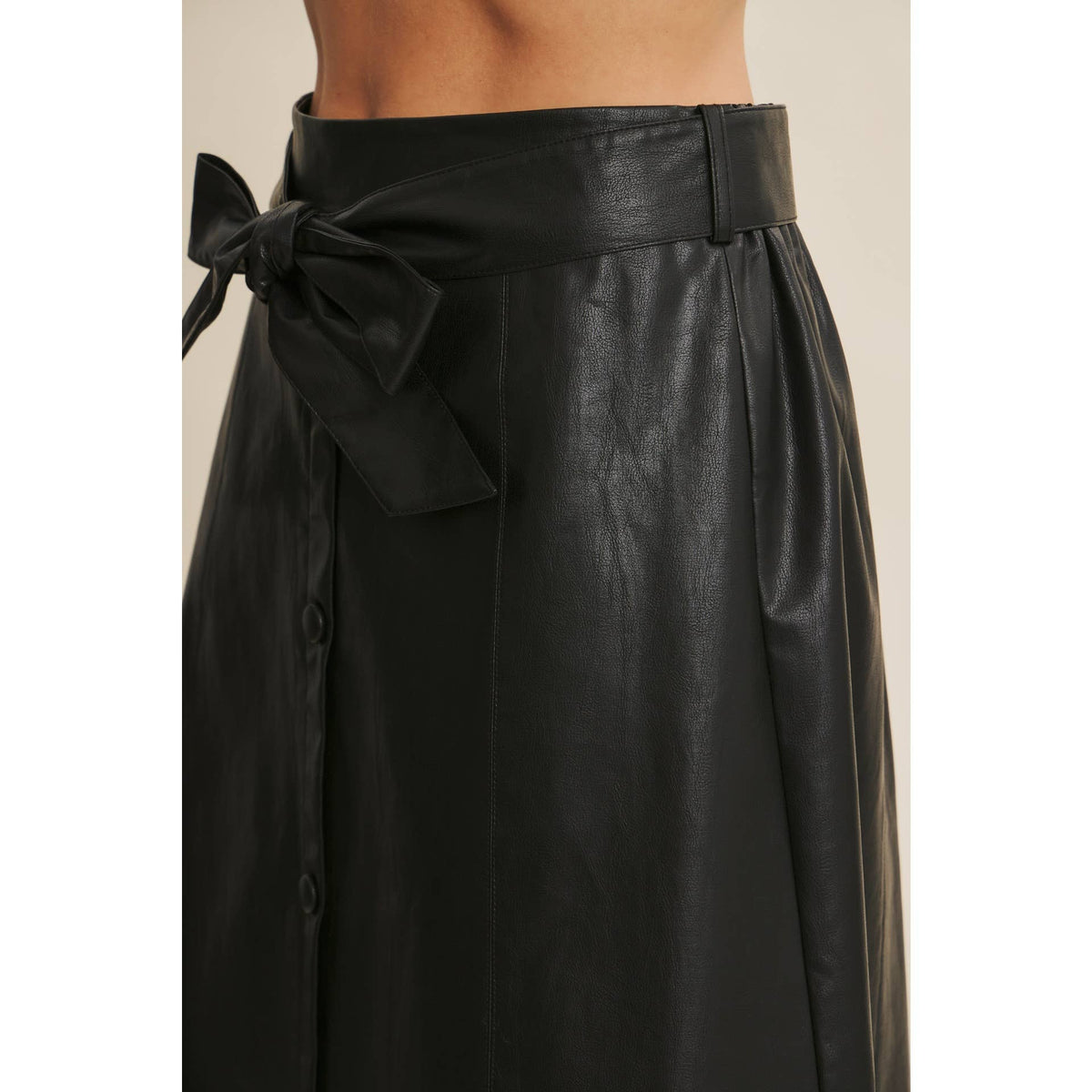 VEGAN LEATHER MIDI SKIRT