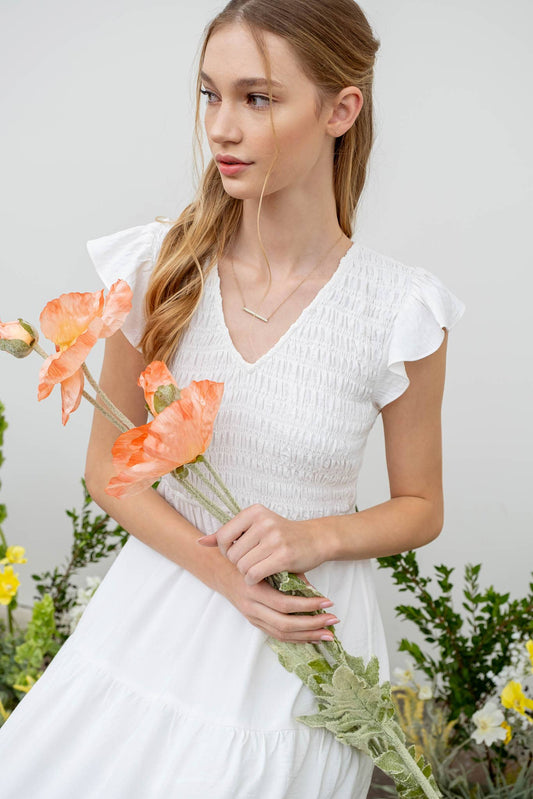 FLUTTER SLEEVE MAXI DRESS