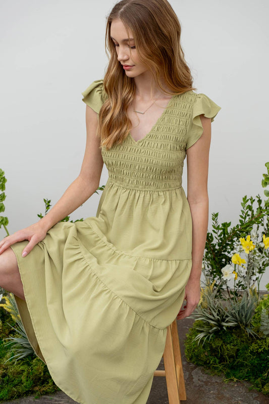 FLUTTER SLEEVE MAXI DRESS