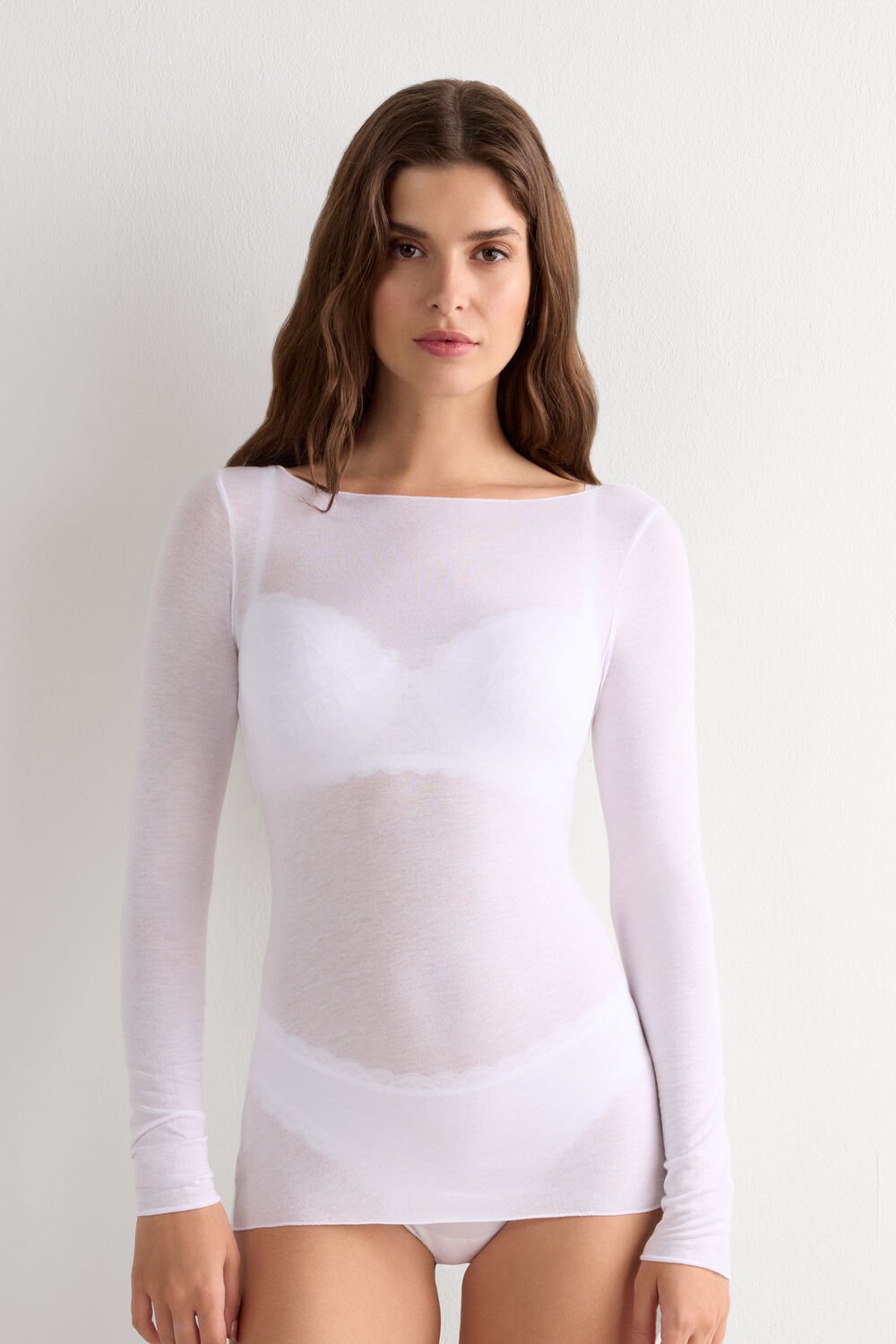 O/S SHEER BOAT NECK TOP