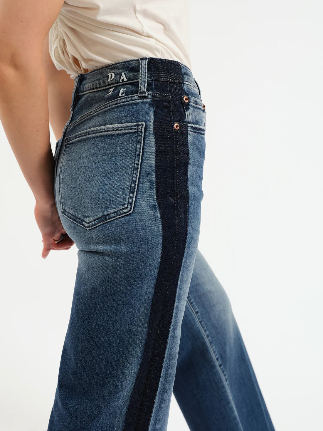 FAR OUT HIGH RISE WIDE LEG IN TUXEDO