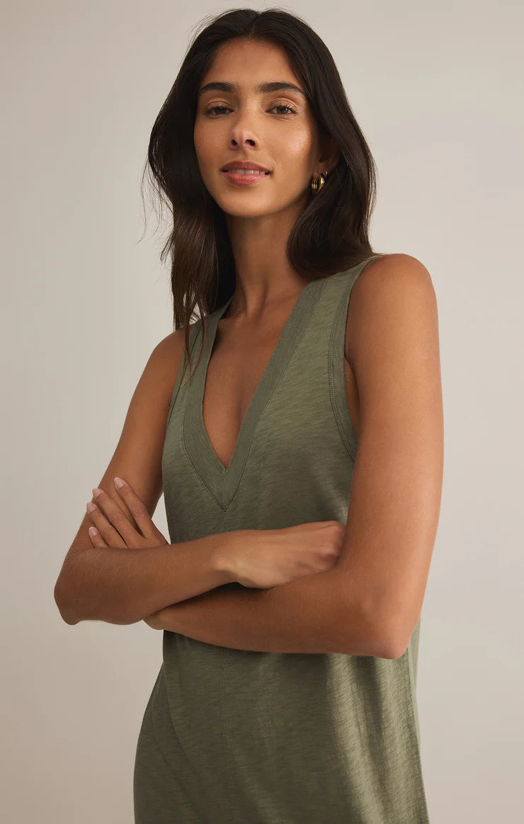 PALISADES MIDI AVOCADO DRESS