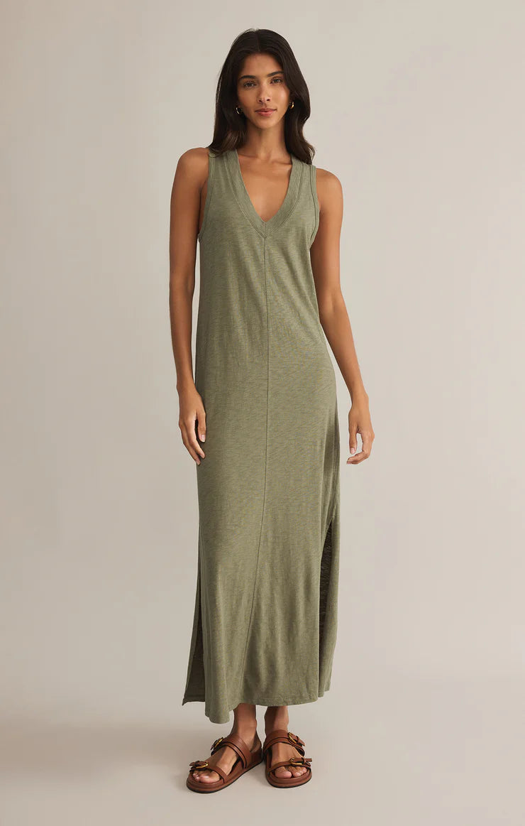 PALISADES MIDI AVOCADO DRESS