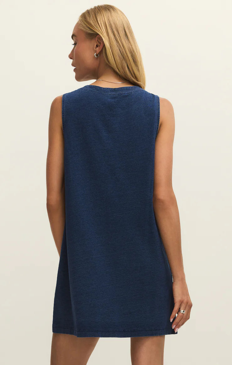 SOLACE JERSEY DENIM MINI DRESS