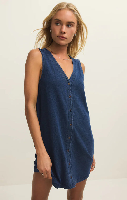 SOLACE JERSEY DENIM MINI DRESS