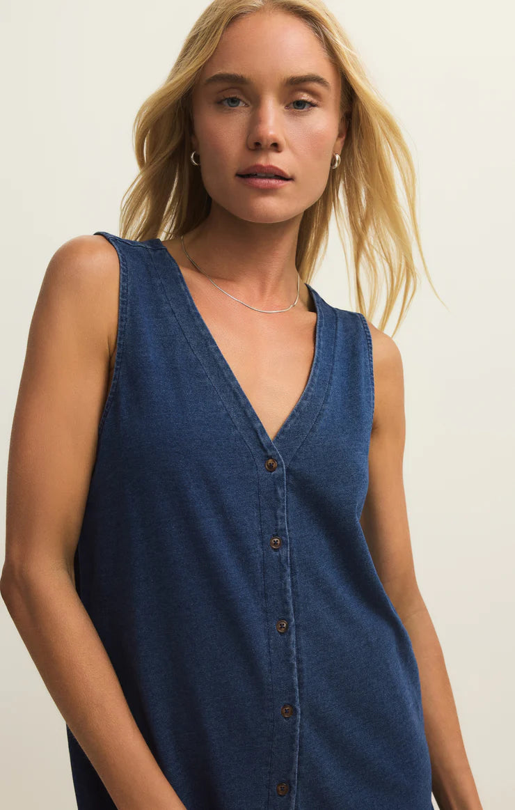 SOLACE JERSEY DENIM MINI DRESS
