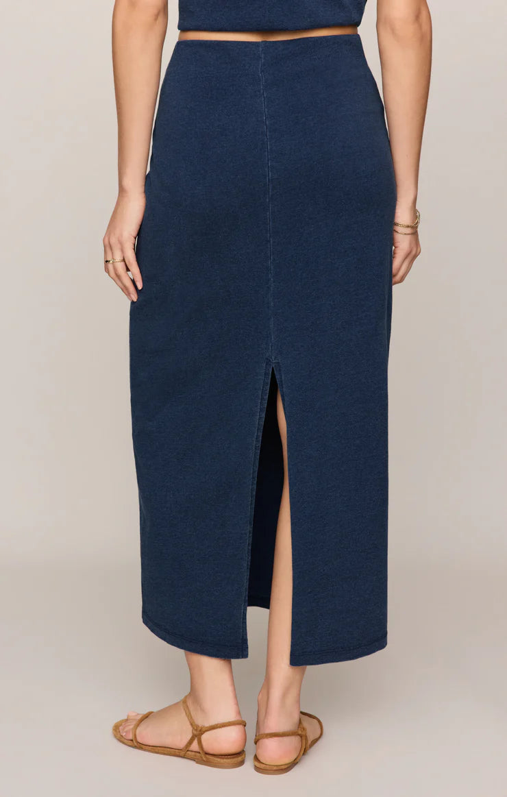 GAIL JERSEY DENIM MIDI SKIRT