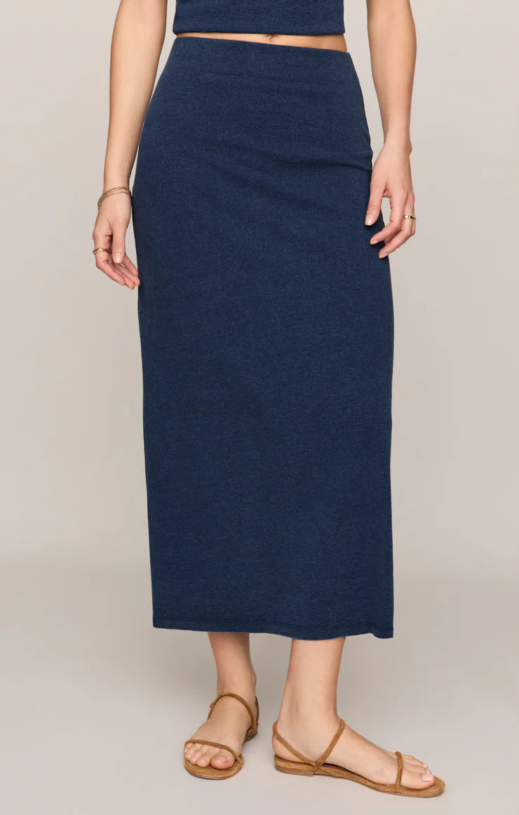 GAIL JERSEY DENIM MIDI SKIRT