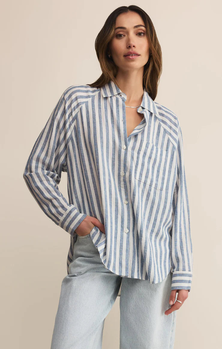 PERFECT LINEN STRIPED TOP