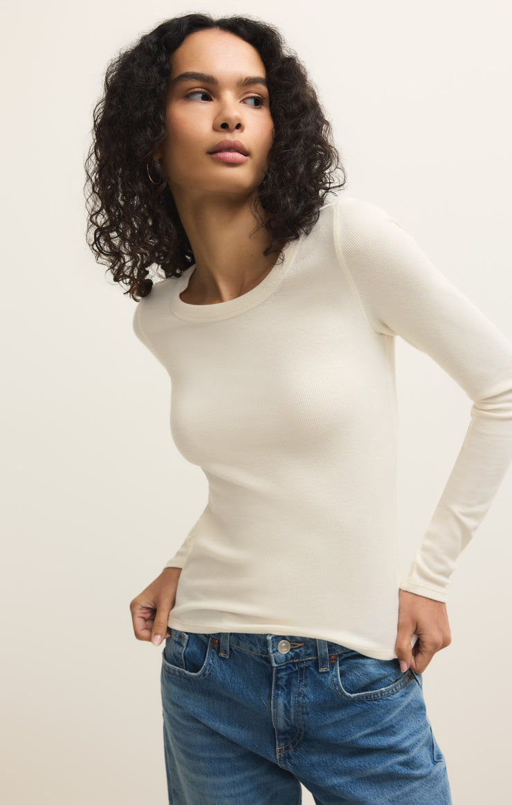 RENAE SLUB RIB LONG SLEEVE TOP