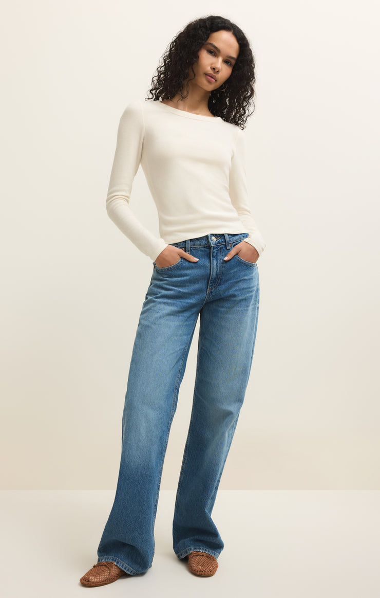 RENAE SLUB RIB LONG SLEEVE TOP