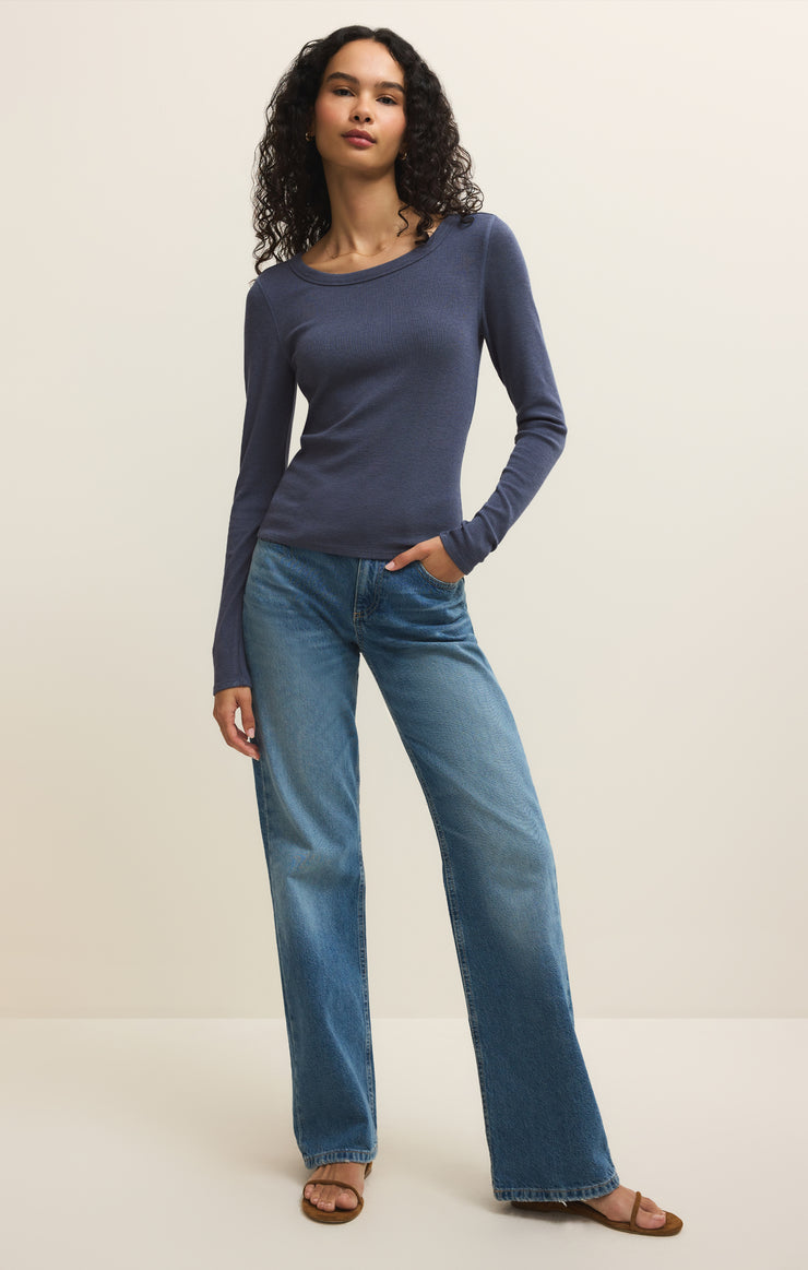 RENAE SLUB RIB LONG SLEEVE TOP